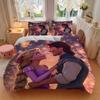 3pcs Tangled Rapunzel & Flynn Romantic Scene Printed Bedding Set, Soft and Comfortable Quilt Cover for Bedroom, Guest Room (1 Duvet Cover + 2 Pil