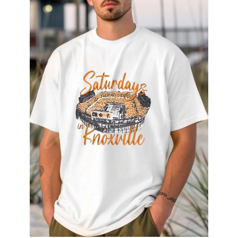 

European sizes White Men s T - shirt: Saturdays in Knoxville Graphic 4XL білий