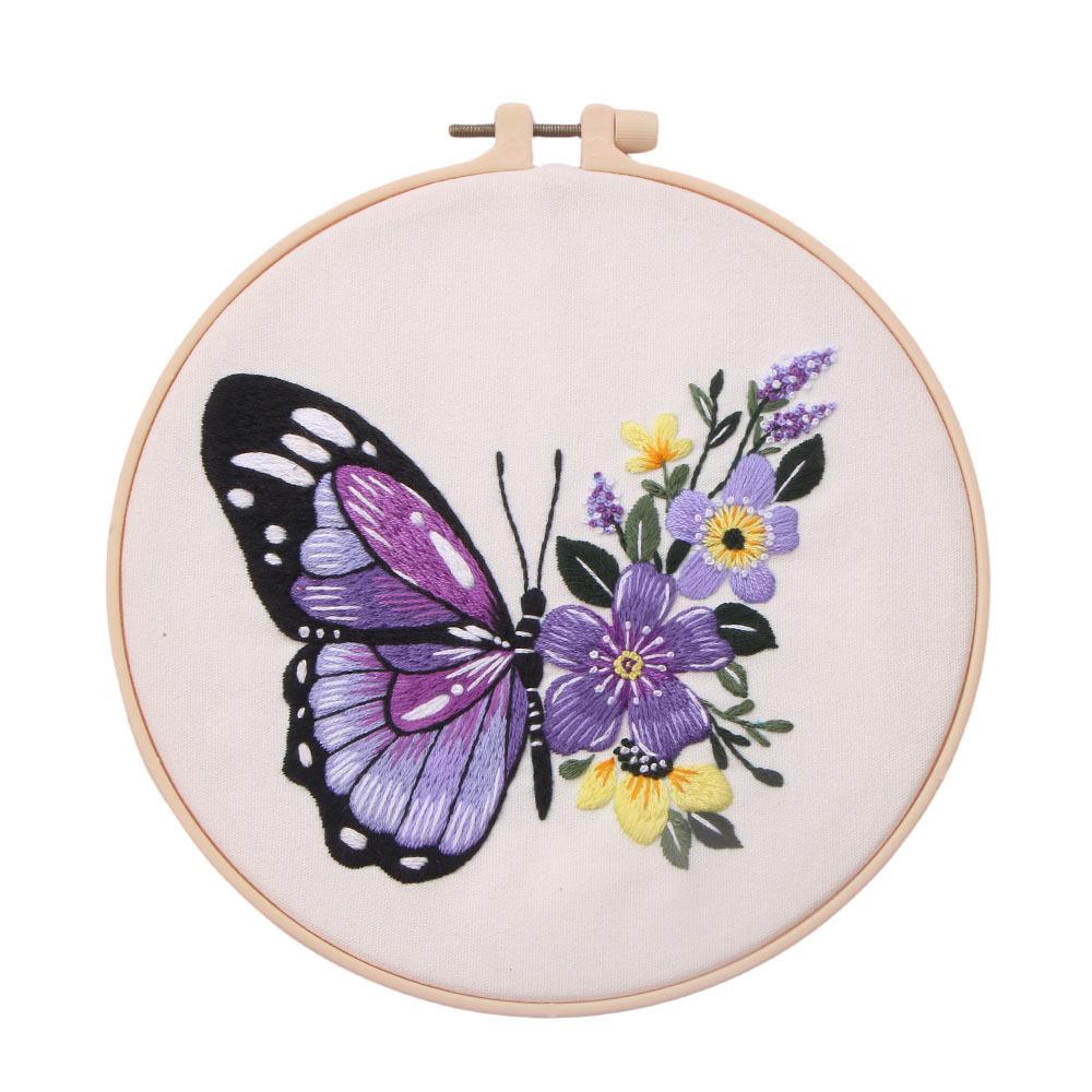 Embroidery Diy Material Pack Kit Bright Butterfly Handmade Embroidery Material Pack