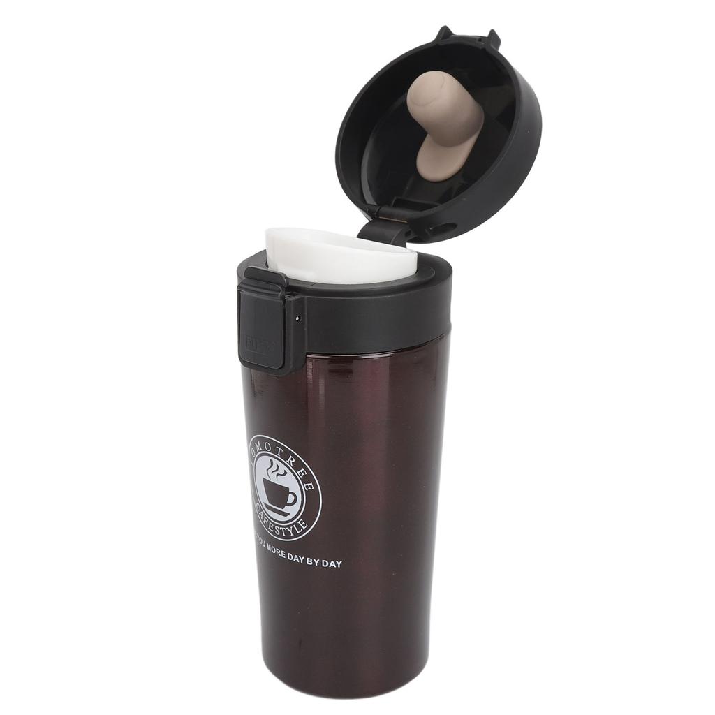 Insulated Coffee Cup Dual Layers Stainless Steel Portable Snap Flip Lid Insulated Coffee Bottle Coffee 380ml