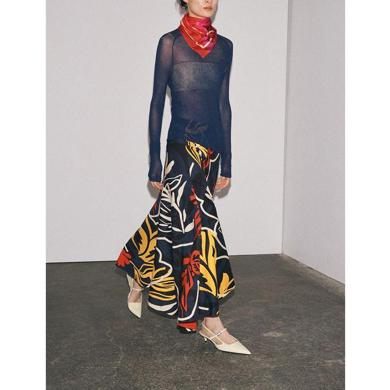 Summer New Product Women's Clothes Fashion Wind Asymmetric Hem Print Cotton Mid Waist Midi Dress 3042137