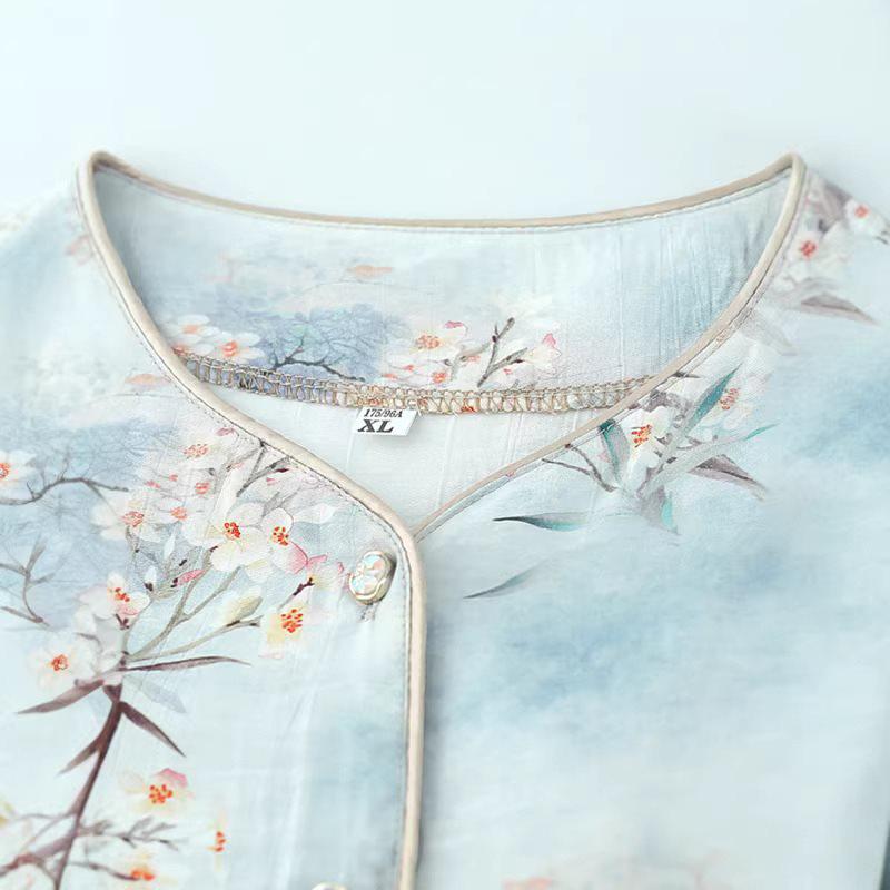 Stylish Two-Piece Summer Top for Middle-aged & Elderly Women - Short-Sleeve Shirt Set for Moms & Grandmas