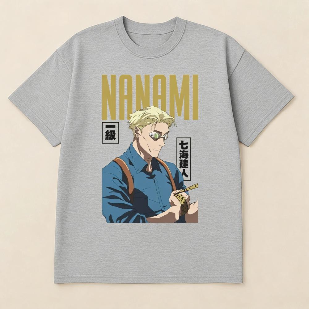 Jujutsu Kaisen Nanami Kento Unisex Pure Cotton Tshirt 2026 Summer Hot Anime Print Round Neck Loose Family Short Sleeved Top