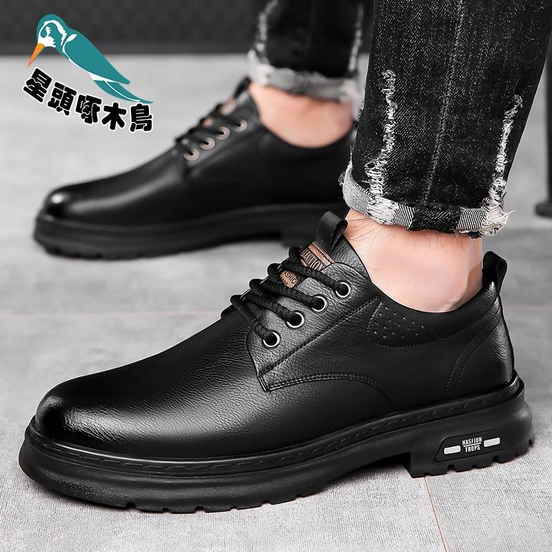 2025 spring new men's handmade online casual leather shoes men's retro trendy industrial leather shoes