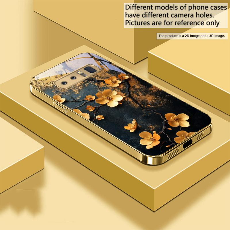 Goldener Zweig For Samsung A 01 52S A04 A05S A10 A12 13 22 23 24 36 42 M02 Note 10 20Ultra 8 9 Goldene Glas-Handyhülle
