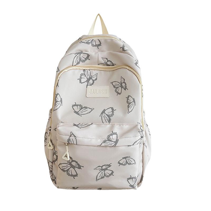 Japanese Ins Style Butterfly Backpack for Women Junior High School Girls School Bag Large Capacity Travel Light Backpack