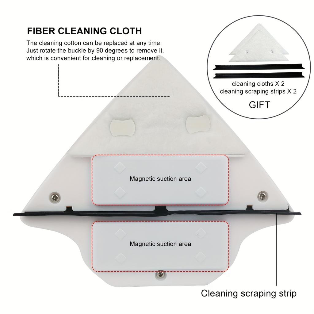 Double Sided Magnetic Window Cleaning Tool,No Residue,Soft Bristles Safe for Glass,Ergonomic Handle for Bathroom,Bedroom,Outdoor,Hard to Reach Corners