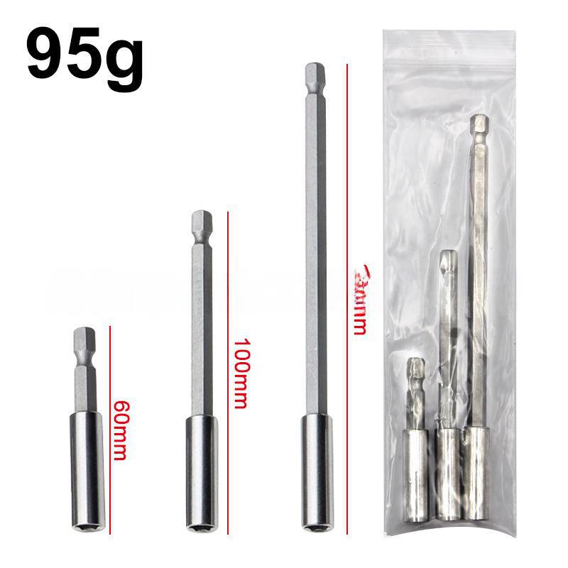 Hex Handle Extension Rod Set: 60/75/100/150mm - 1/4" Quick Change Batch Head Connector.