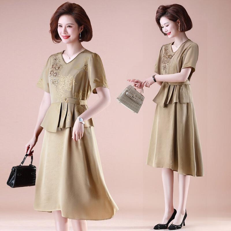 XUEXI Embroidered Chiffon Summer Midi Dress 3XL