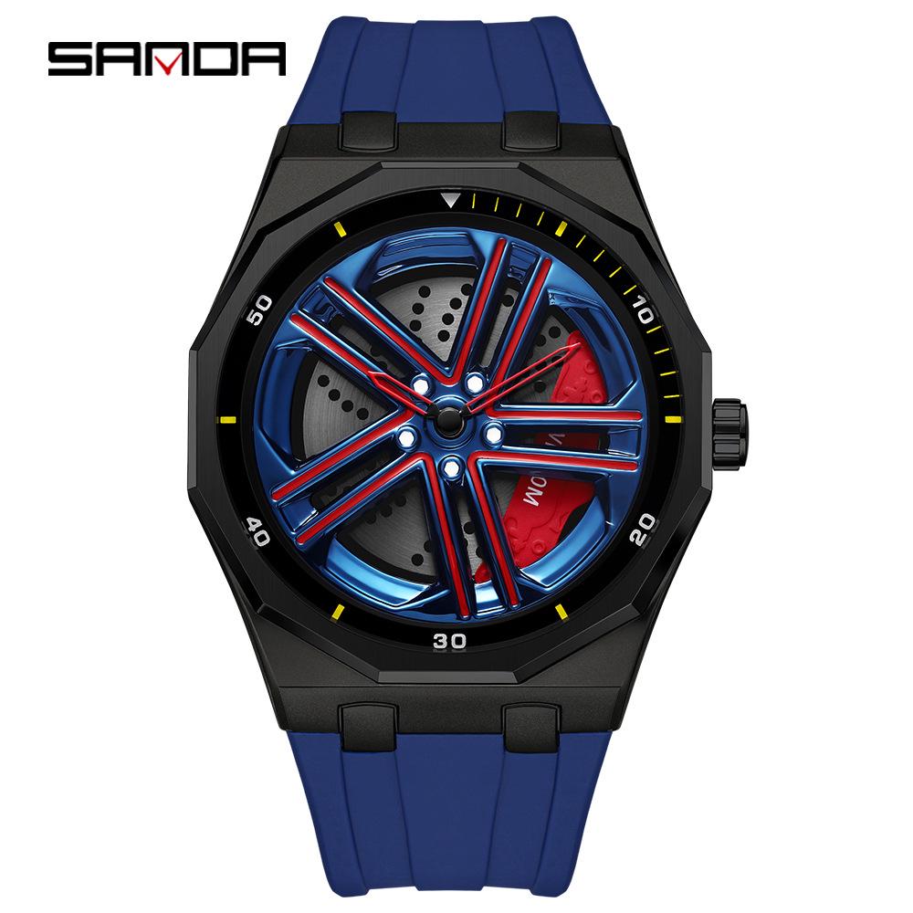 SANDA 1162 Men's Trendy Waterproof Rotating Wheel Quartz Watch
