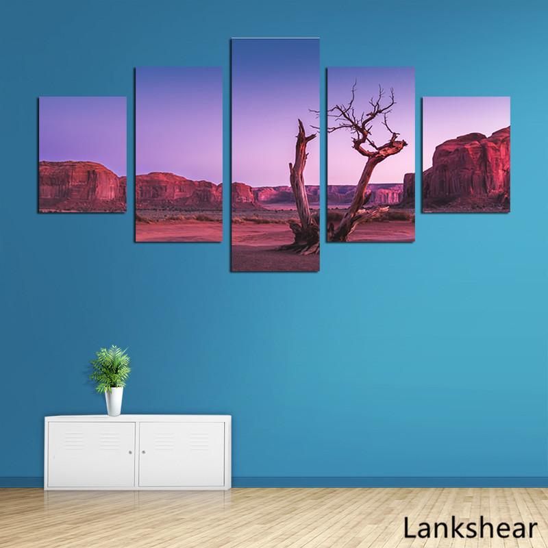 

Pictures Decoration Home Room Modern Canvas Painting 5 Pieces Trees Purple Landscape Painting Scenery Wall Art Printed HD Poster