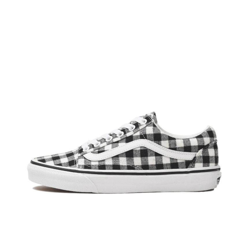 Vans Tênis Casuais de Lona Baixos Gingham Retro Old Skool Masculino Preto Branco VN0A38G1SIX
