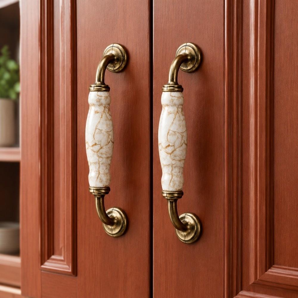 Marble Vein Ceramic Cabinet Knobs Antique Crack Furniture Handles Wardrobe Handles Cabinet Doors