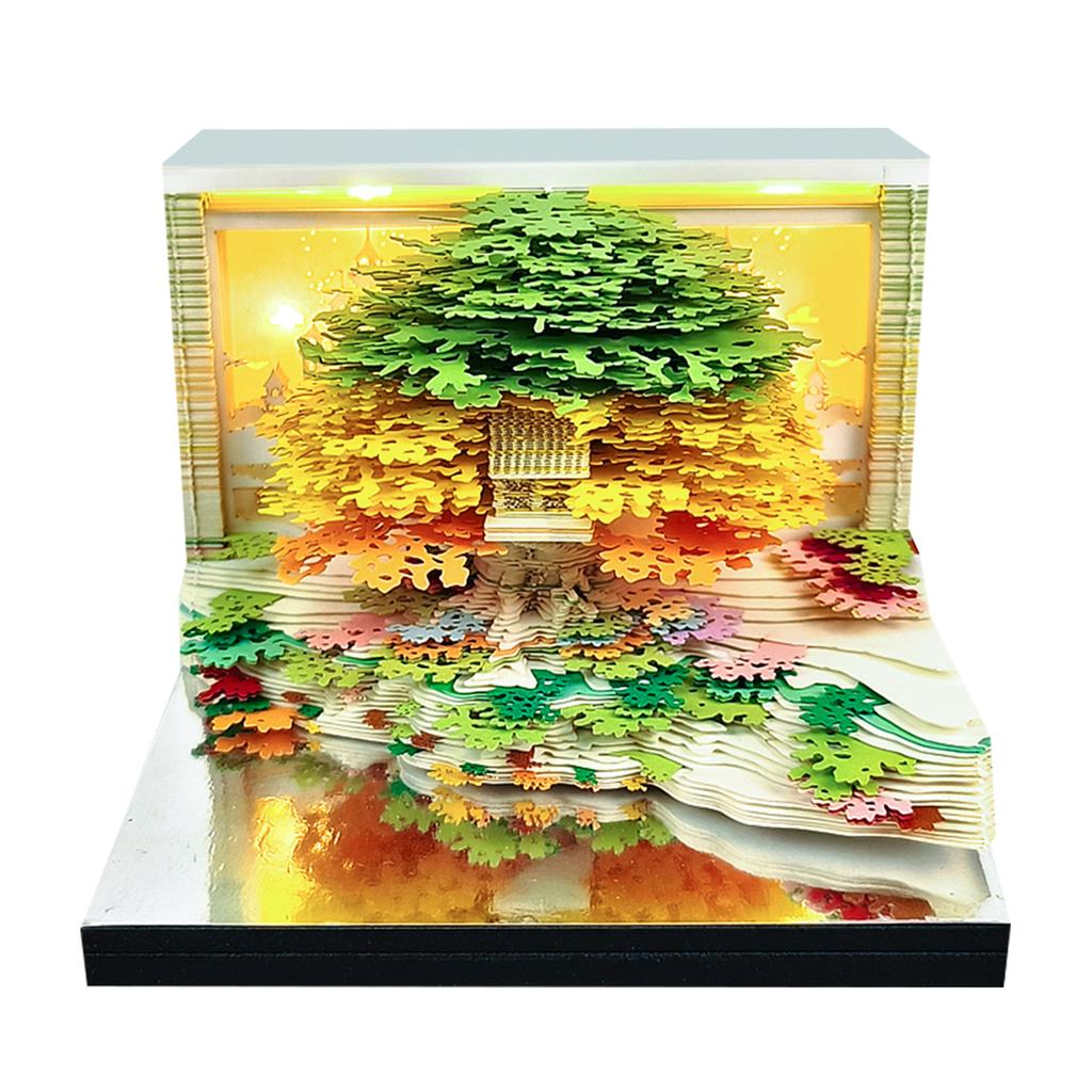 Unique Paper Sculpture Calendar For Desk Decor LED Light Memo Art Note Papers Student Present