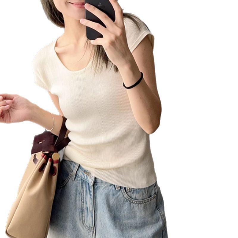 Island Country In Short-sleeved Shirt Women's Summer Thin Comfortable Knitted Top