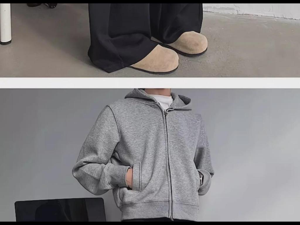 Men's Gray Heavyweight Wide-Leg Sweatpants: Spring/Autumn Casual Drape with American High-Street Vibe