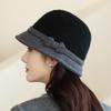 Wool Bucket Hat Women's Autumn and Winter Warm Elegant British Retro Basin Hat Fashion Winter Hat for Women, Ladies Winter Hats
