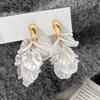 PONYKISS  Sterling Silver Minimalist Shell Flower Stud Earrings for Women Vintage Fine  Cute Plant Accessories