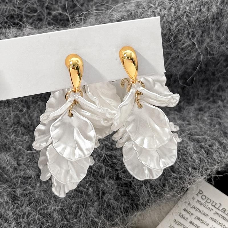 PONYKISS Sterling Silver Minimalist Shell Flower Stud Earrings for Women Vintage Fine Cute Plant Accessories
