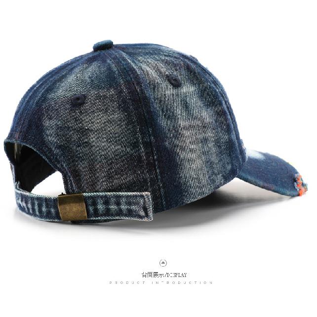 Women's Washed Denim Baseball Cap with Distressed Details, Solid Color, Suitable for Outdoor Activities and Sun Protection