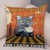 Cute Pet Cartoon Animal Cushion Retro Coffee Cat Pillowcase Decoration Sofa Home Car Pillowcase