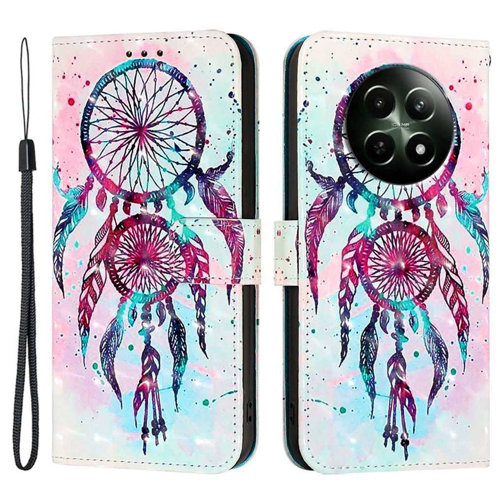 For Realme 12 5G Leather Case Pattern Printing Wallet Stand Mobile Cover with Strap