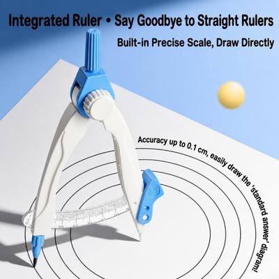Digital Display Compass Lock-Distance Safe No Metal Geometry Compass with Replacement Pencil Leads Drawing Circles Tool