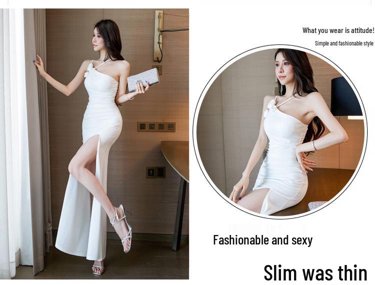 New Arrival: Slim Fit Spaghetti Strap Fishtail Evening Gown - Sexy Strapless Slit Dress for Women