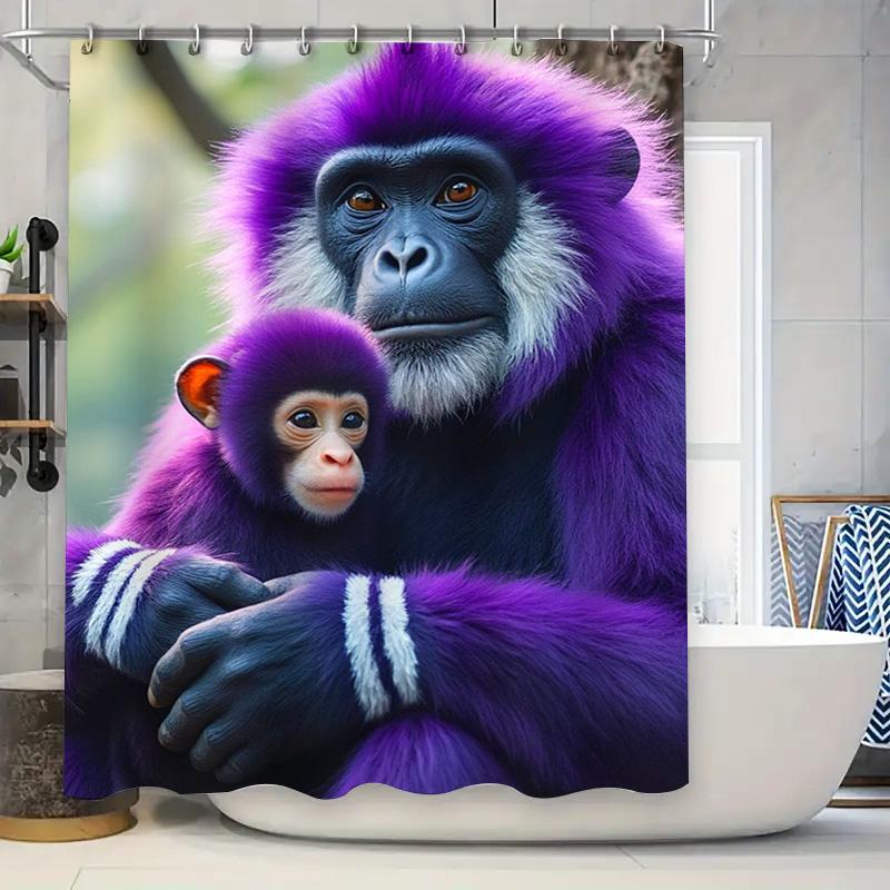 

Vibrant Purple Gorilla Shower Curtain Kids Adults Bath Decor Home Design Decoration Waterproof Fabric Printed Shower Curtains Se W60H190(CM)-1 Pcs
