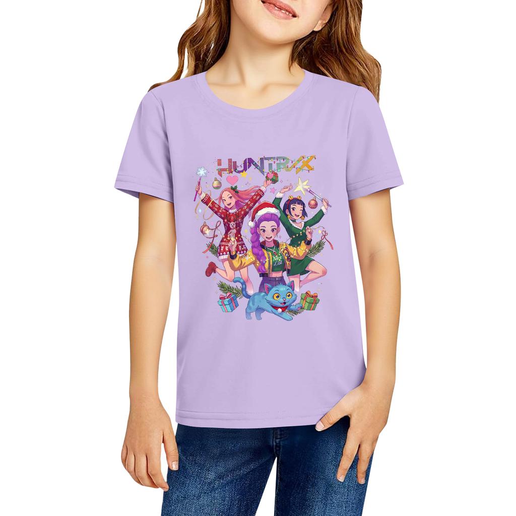 Fashionable Round Neck Short Sleeve Work Clothes Printed Tops For KID Summer Tops