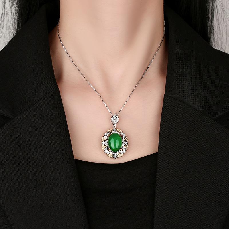 Jewelry Copper Bottom Gold-Plated Ice Seed Fluorescent Plain Surface Temperament Pendant Stone 13 * 18