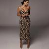 Leopard Print Sleeveless V-Neck Sexy Dress Women Bodycon Midi Dress Spring Fashion Streetwear Party Off Shoulder Elegant Festival Outfits