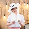 Seal Animal Ear Move Hat White Plush Bunny Ears Moving Jumping Up Toys Dress Up Funny Cosplay Party for Kids Christmas Gift