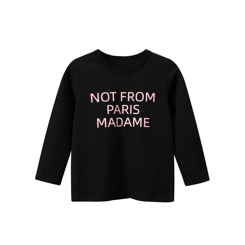 27home round Neck Long Sleeve Cotton Base Shirt Children s Clothing Black 140
