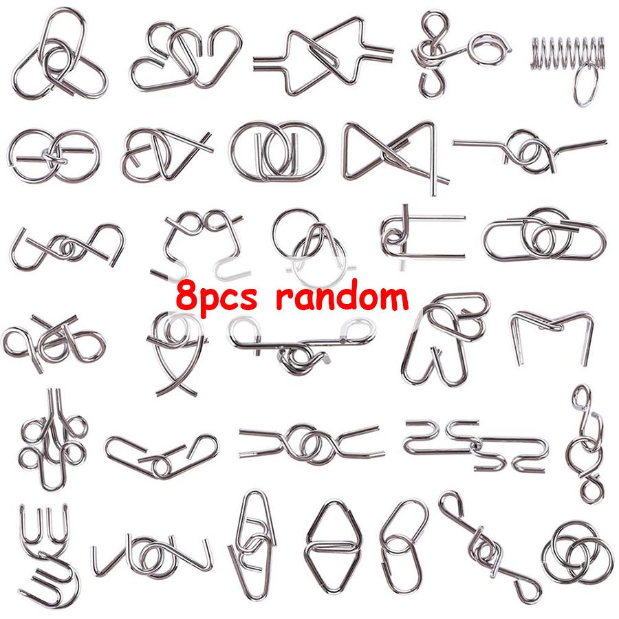 8/16/24pcs Metal Wire Brain Teaser Puzzle Set - IQ Challenge DisentanglementGames for Adults  Party Favors Birthday Gifts