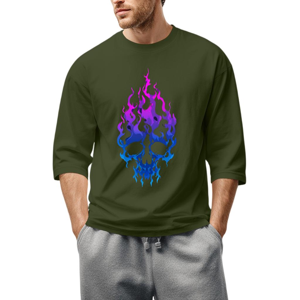 Men'S Round Neck Three-Quarters Sleeve Top Casual Fashion T-Shirt