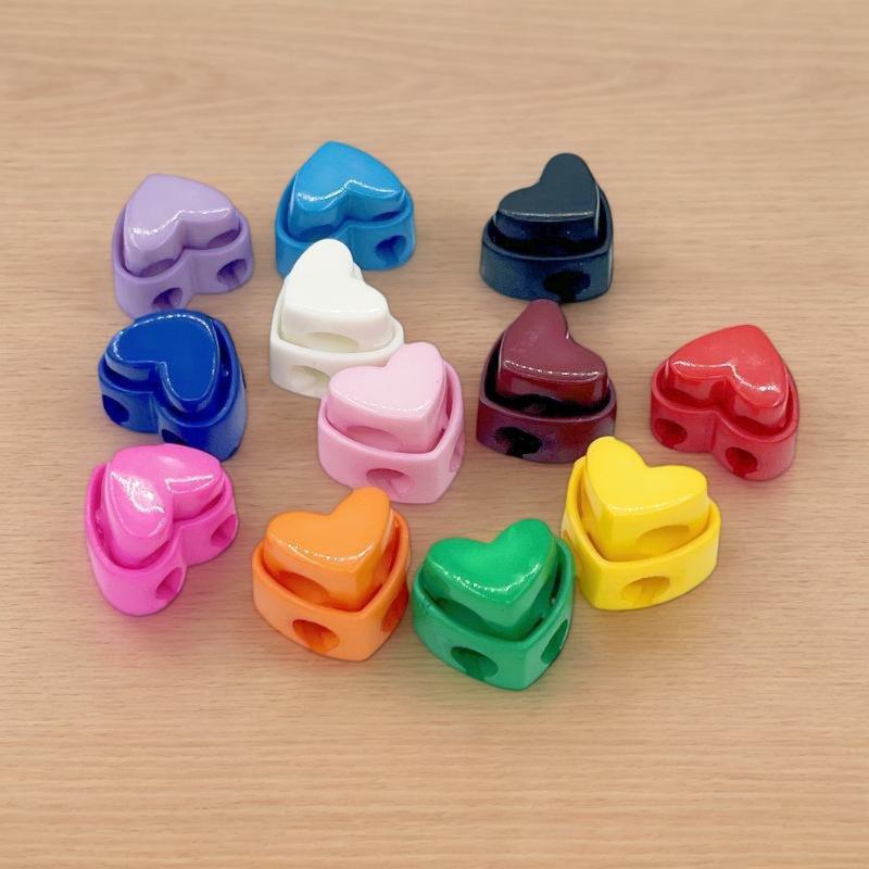 5Pcs Colorful Garment Stoppers Heart-Shaped Plastic Cord Locks Double Hole Spring Toggle Anti-Slip Stoppers Garment Accessories