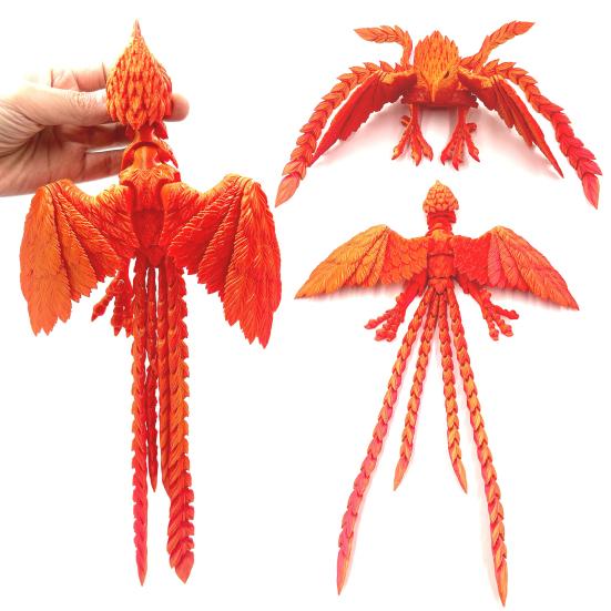 Articulated Phoenix Figurine 3D Printed Ornament Fidget Toy Flexible Unique Bird Animal Centerpiece for Stress Relief Desk Display Charming Sculpture