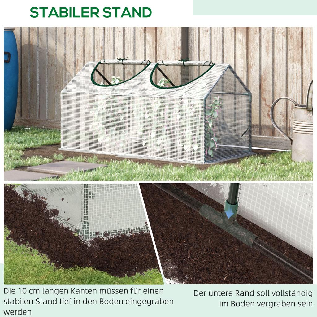 Greenhouse with Windows, PE Mesh Film, Foil Greenhouse Made of Steel, Hothouse for Balcony, Garden, Tomato House 120x60x60cm
