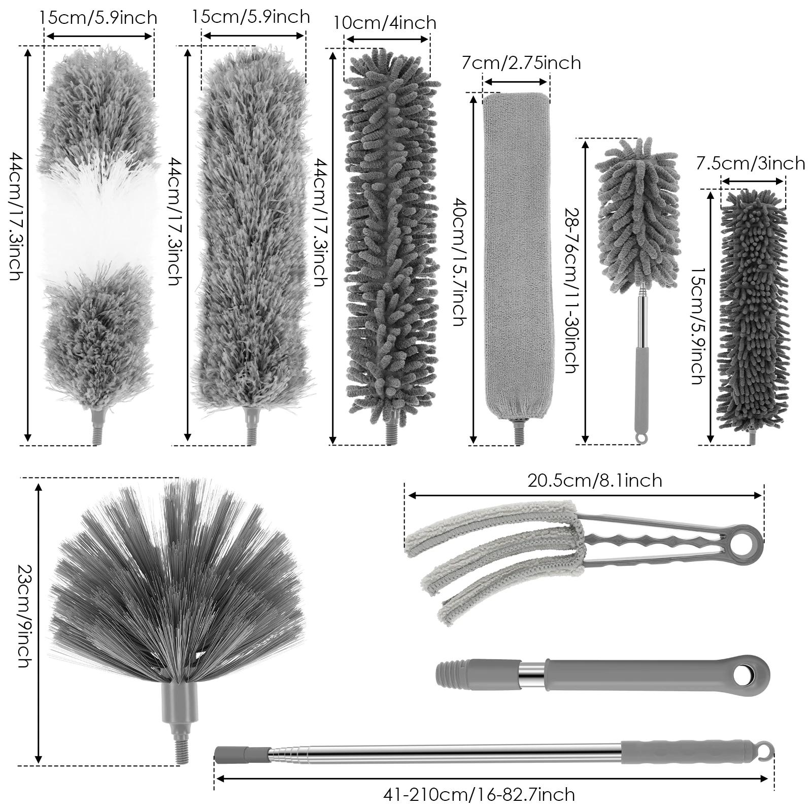 

10Pcs Feather Duster Set Ceilings Clean Tool With Extendable Rod Bendable Chandeliers Cleaning Duster for Furniture Window Blind