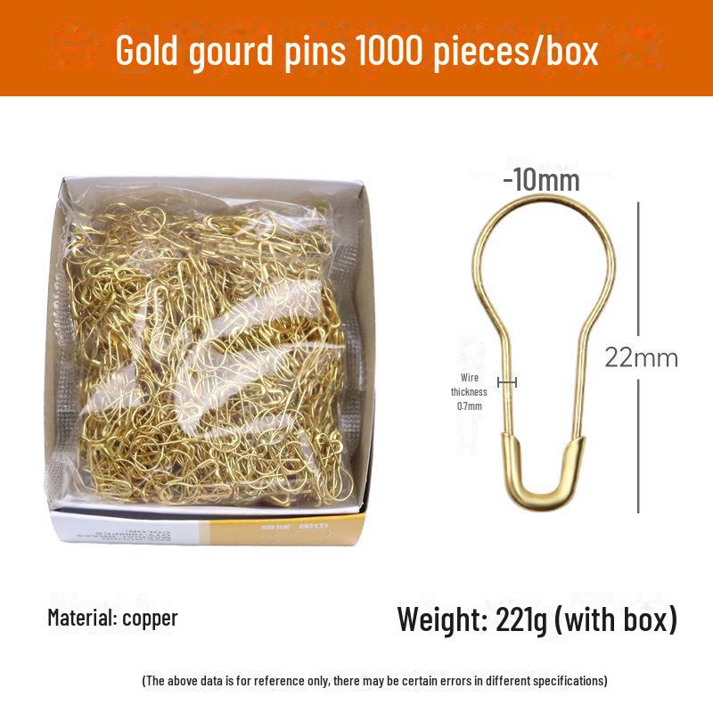 Gourd-Shaped Metal Safety Pins: Iron, Copper, Stainless Steel In Gold, Silver, Black - Clothing Tags/Small Pin Buckles