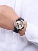 Ricecgo Three-Eye Six-Hand High-End Men's Watch Quartz Watch Multi-Function Chronograph Calendar Rubber Strap High Quality Suitable for Holiday Gifts