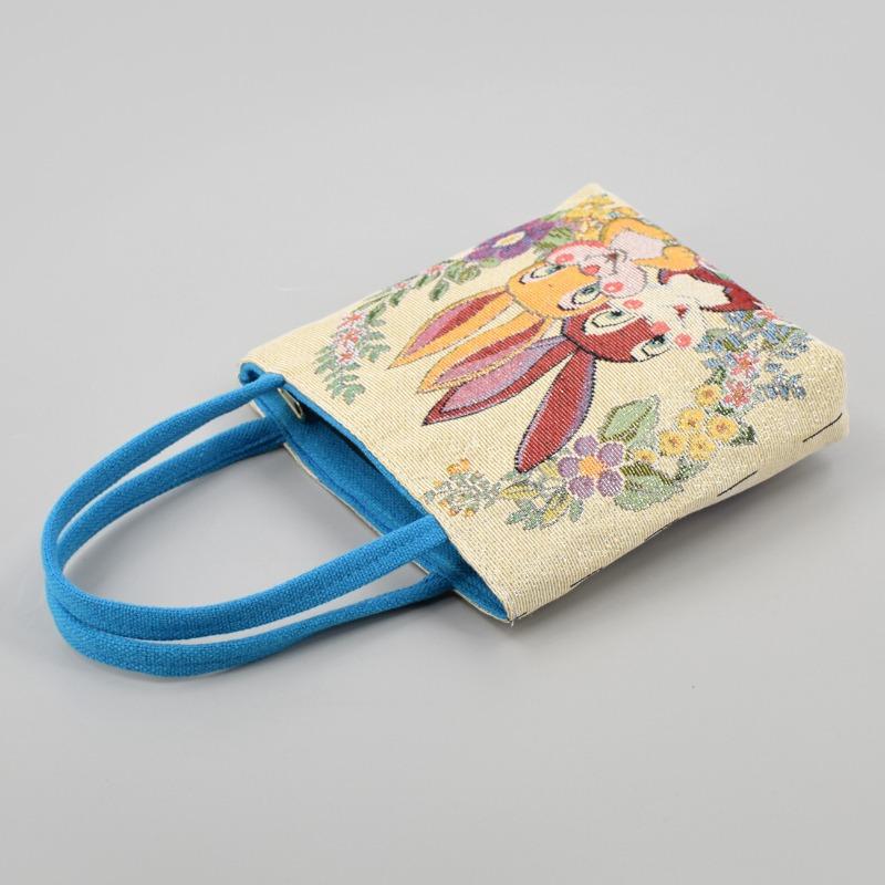 Ethnic Style Embroidery Canvas Handbag Artistic Fashion Hand In Hand Bag Lunch Bag Bento Bag