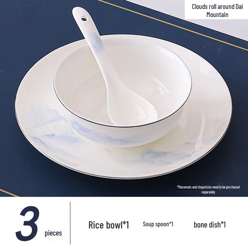 Abay Cloud Mist Bone China 3-Piece Tableware Set