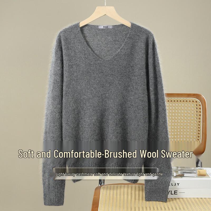 SNOWFLYING Женский свитер из смесовой шерсти с кашемиром и V-образным вырезом M