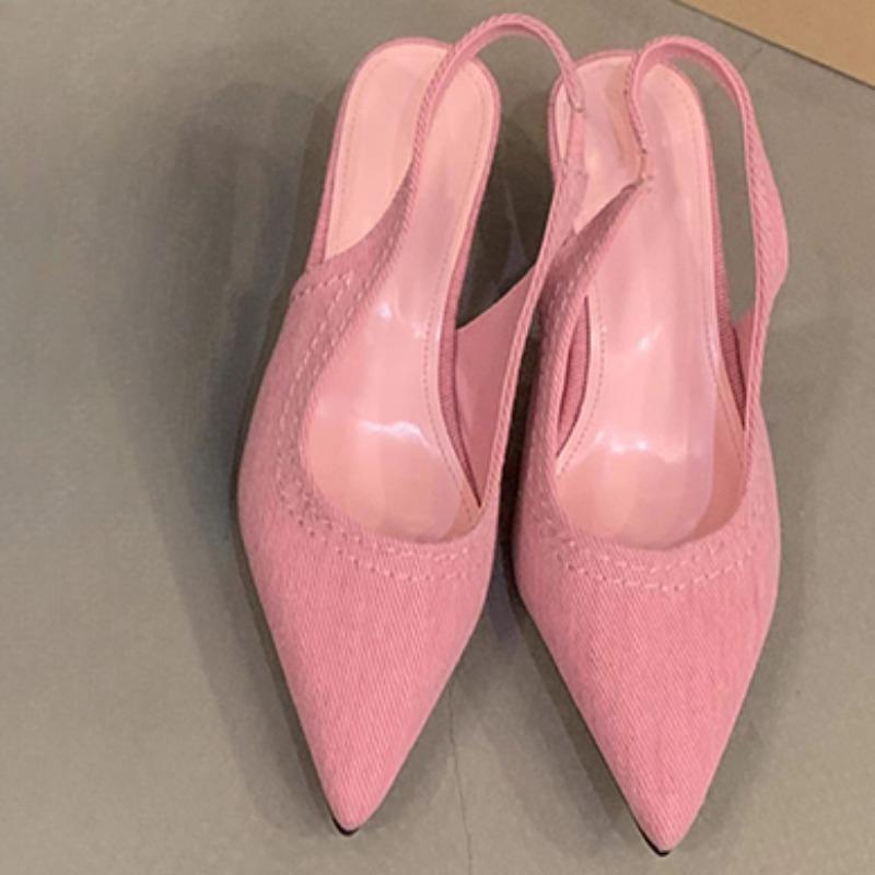 Summer New Womens Sexy Pointed Toe Simple Solid Color Womens Shoes Outdoor Casual Shallow Slip-on Women's Sandals Large Size