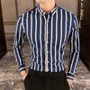 Nové košile s dlouhým rukávem s pruhy pro muže business casual formální halenka
