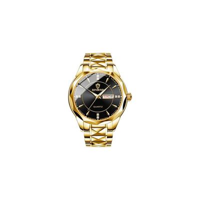 Pair Analog Women's Watch Gold Simple Calendar 3ATM Waterproof Casual Business Stainless Steel Band