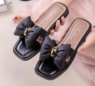 

Женские немодные плоские сандалии с цветочным бантом 36 чёрный