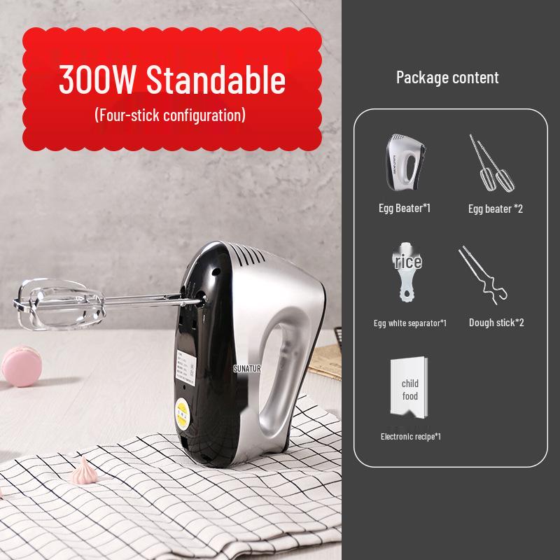 Shunran 300W Hand Mixer with Six Beaters for Baking and Whipping 300W
